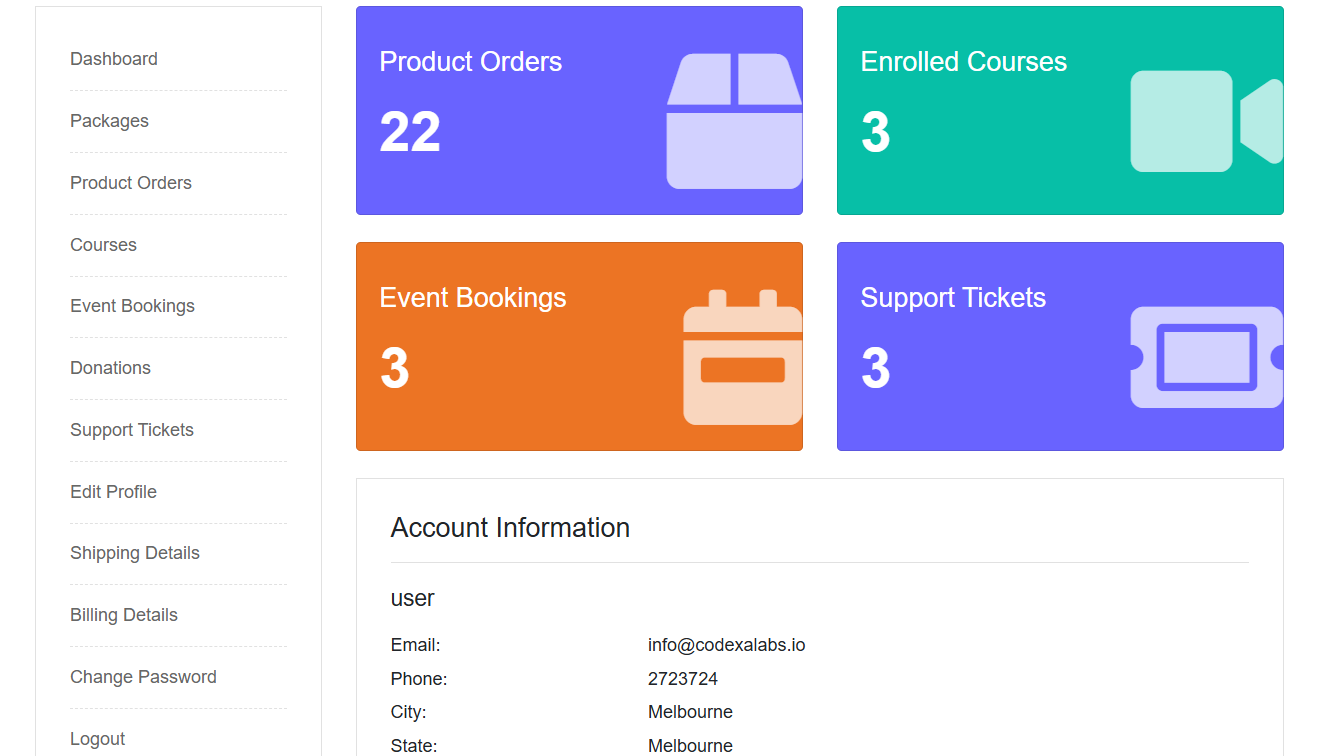 User Dashboard Preview